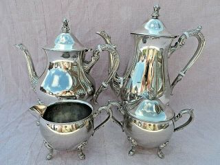 Vintage 4 Piece Highly Polished Silver Plated Tea Set Inc Teapot Coffee Pot M&s