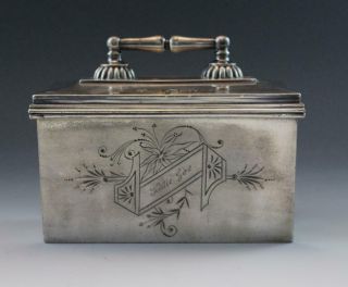 Antique Victorian Silver Plate Ladies Dresser Box Tea Caddy C1874 Meriden S.  P.