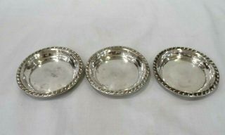3 Vintage Sterling Silver Butter Pats Plates