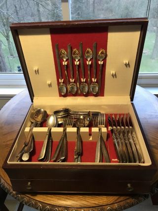 Oneida Community South Seas Silverplate Set Knives Forks Spoons,  Serving