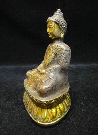 Old Chinese Gilt Bronze Shakyamuni Buddha Seated Statue Sculpture Mark 2