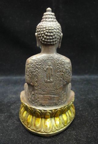 Old Chinese Gilt Bronze Shakyamuni Buddha Seated Statue Sculpture Mark 3