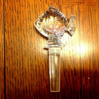 Mikasa Fish Wine Bottle Stopper Glass 5 1/2 " Long