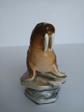 Vintage Ceramic Walrus On Rocks Figurine Japan Sea Ocean Life Animal