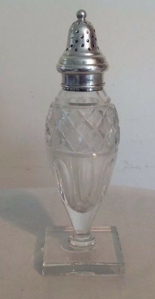 Antique Hawkes Crystal & Sterling Silver 925 Salt Pepper Shaker Cut Glass 6.  5 " T