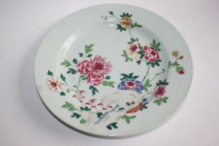 18th Century Antique Chinese Porcelain Hand Pained Flowers White Plate