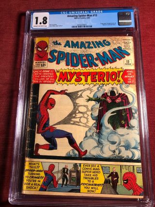 Spider - Man 13 - CGC 1.  8 Marvel Comics 1964 - 1st App of Mysterio 2