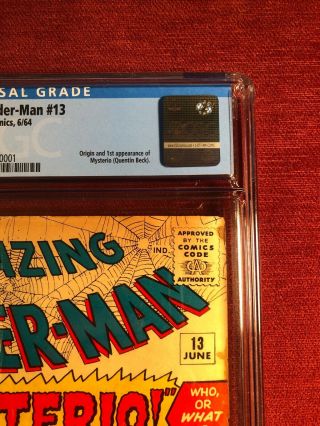 Spider - Man 13 - CGC 1.  8 Marvel Comics 1964 - 1st App of Mysterio 5