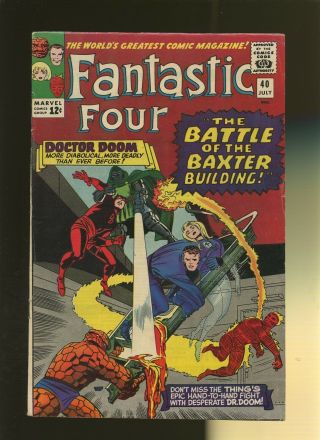 Fantastic Four 40 Vg,  4.  5 1 Book Daredevil Dr.  Doom Stan Lee & Jack Kirby