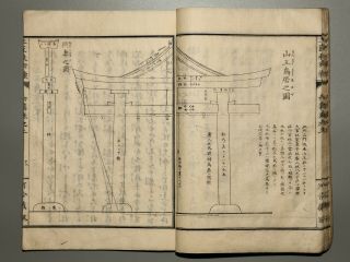 Japanese Architecture Miya - Daiku Torii Gate,  Antique Woodblock Print Book
