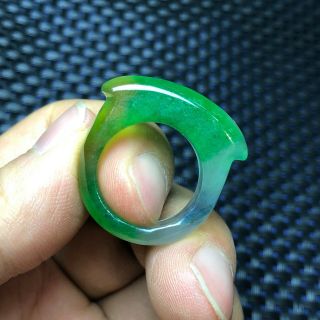 Chinese Three - Colored Jadeite Jade Handwork Collectible Saddle Shape No.  7.  5 Ring