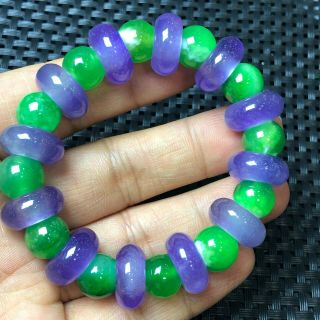 Chinese Handwork Jadeite Jade Rare Purple & Green Beads Collectible Bracelet