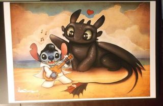 Nathan Szerdy Signed 12x18 Signed Print Elvis Stitch How To Train Your Dragon
