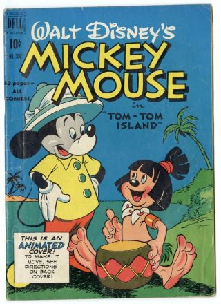 Mickey Mouse Four Color 304 Vg,  4.  5 Off - White Pages Disney Dell 1950