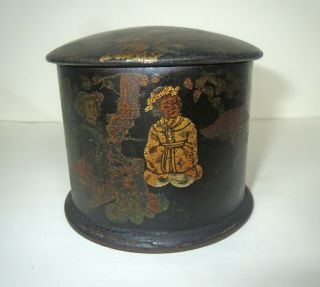 Antique 18th Century Japanese Lacquer Tea Snuff Box - Extraordinary Hand Painted