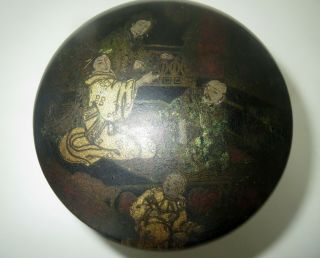 Antique 18TH CENTURY Japanese LACQUER TEA SNUFF BOX - EXTRAORDINARY HAND PAINTED 5