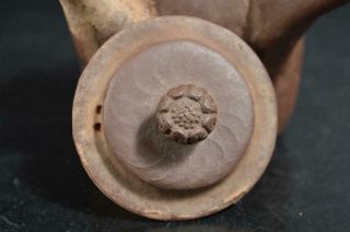 T726: Japanese Banko - ware Brown pottery seal sculpture TEAPOT Kyusu Sencha 6