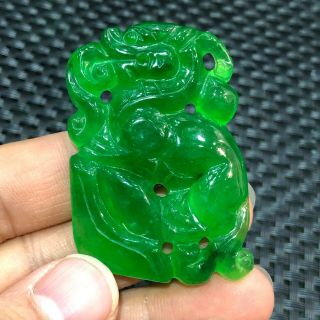 Collectible Chinese Green Jadeite Jade Amass Fortunes Pi Xiu Handwork Pendant