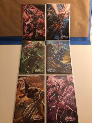 X - Men Issue 1 Set Of 6 J Scott Campbell Covers With Signed Wolverine