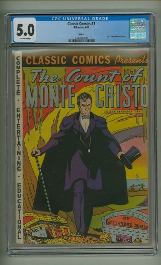 Classic Comics 3 Hrn 20 (cgc 5.  0) O/w Pages; Count Of Monte Cristo (c 18971)
