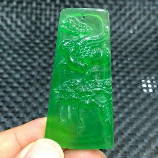 Chinese Rare Collectible Green Jadeite Jade Carved Eagle & Tree Handwork Pendant
