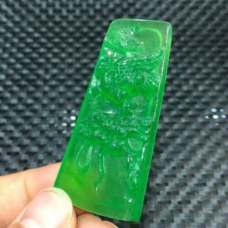 Chinese Rare Collectible Green Jadeite Jade Carved Eagle & Tree Handwork Pendant 5