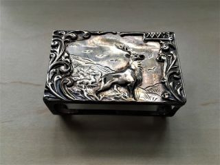 Rare Antique Solid Sterling Silver Matchbox Holder Stag/deer 1901 S & Co B 