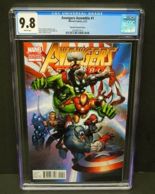 Marvel Avengers Assemble 1 Silvestri Variant Cover Cgc 9.  8 White Pages