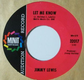 Northern Soul 45 Jimmy Lewis Let Me Know Minit Listen