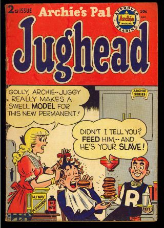Archie’s Pal Jughead 2 (color Touch) Pre - Code Golden Age Comic 1950 App.  Vg -