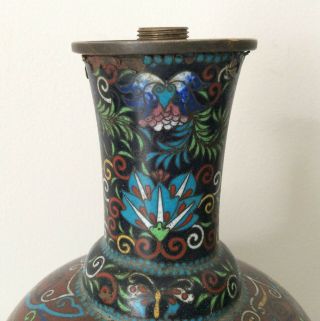ANTIQUE CHINESE CLOISONNE VASE WITH PHOENIX AND BATS 7