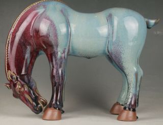Antique Chinese Ceramic Glazed Statue Large - Sized Animal Horse Handicraft Gift