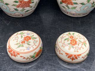 Pair Antique Chinese Porcelain Families Rose Jar With Lid 19/20th Century 2