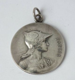 Interesting Antique French Solid Silver Football Medallion C.  1898/ Dia 3 Cm