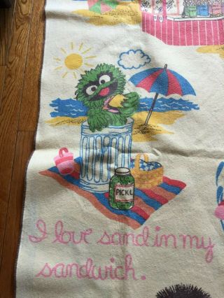 Vintage 70 ' s Sesame Street Oscar Big Bird Tag Along The Beach Blanket - Chatam 4