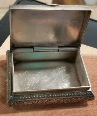 Vintage Hinged Silver Pill box with vine and flower engravings 7