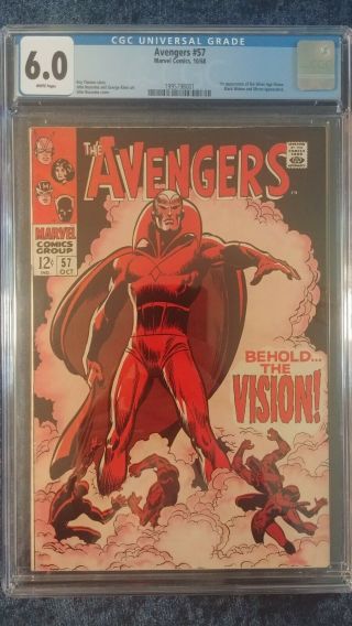 Avengers 57 Cgc 6.  0 White Pages 1968 First Appearance Vision