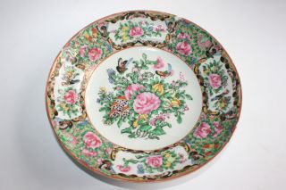 19th Century Antique Chinese Porcelain Hand Pained Flowers Butterfly Birds Plate