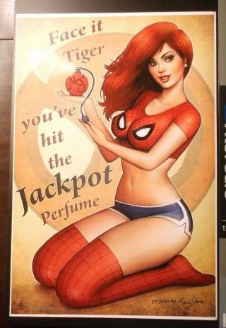 Nathan Szerdy Signed 12x18 Art Print Spider - Man Mj Mary Jane Jackpot Perfume