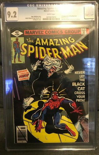 Spiderman 194 Cgc 9.  2 Nm - 1st Black Cat Marvel 1979 Wt Pages Flash