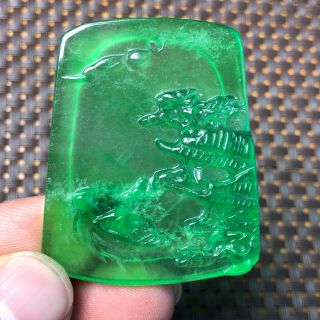 Chinese Green Jadeite Jade Handwork Collectible Landscape & Boating Rare Pendant