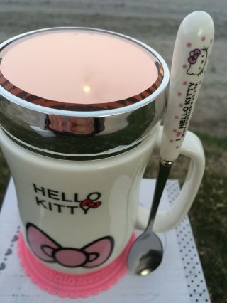 Cute Hello Kitty Ceramic Coffee Mug comes With Top/Cap,  Spoon and Coaster 500ML 5