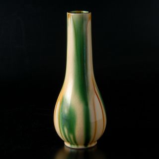 EB186 Japanese Studio Pottery Sancai Vase w/ Signed Box by Kako Morino 2