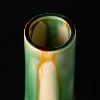 EB186 Japanese Studio Pottery Sancai Vase w/ Signed Box by Kako Morino 5