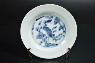 T337: Chinese Blue&white Flower Bird Pattern Ornamental Plate/dish Tea Ceremony
