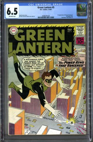 Green Lantern 5 (dc 4/1961) Cgc 6.  5,  Ow Pages Gil Kane 1st App.  Key