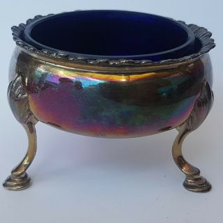 George Iii Solid Silver Salt Celler With Later Glass Liner.