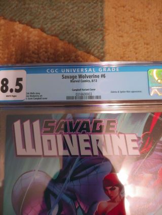 Savage Wolverine 6 J Scott Campbell Variant CGC 8.  5 2