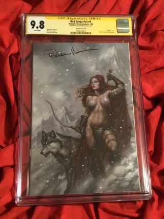 Cgc Ss 9.  8 Red Sonja 4 Virgin Variant Signed By Lucio Parrillo