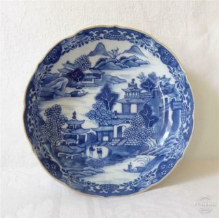 Antique 18th Century Chinese Blue And White Porcelain Saucer Dish